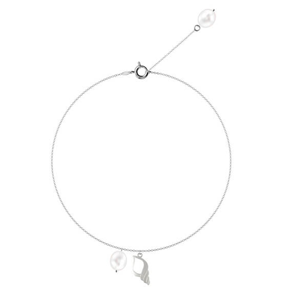 tobillera plata caracola perla esmalte